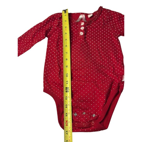 OshKosh B’gosh Girls Red & White Polka Dot Ruffle Snap-Front Bodysuit Romper 24M - Picture 5 of 6